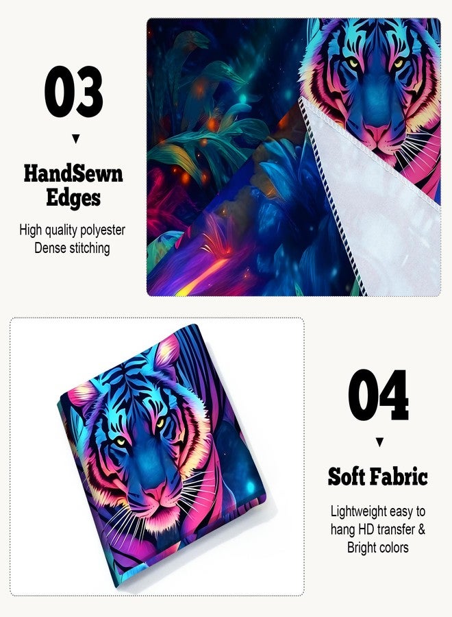 BVBOX Blacklight Animal Tiger Tapestry 59"x51", Iridescent Jungle Tiger Tapestry Glow In The Dark, UV Reactive Black Light Upright Posters Wall Hanging for Bedroom Dorm Living Room Backdrop Decor - Image 3
